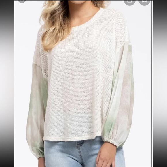 BLU PEPPER - DESIGNED IN CALIFORNIA TIE-DYE SLEEVE KNIT TOP SIZE MEDIUM - Picture 9 of 11